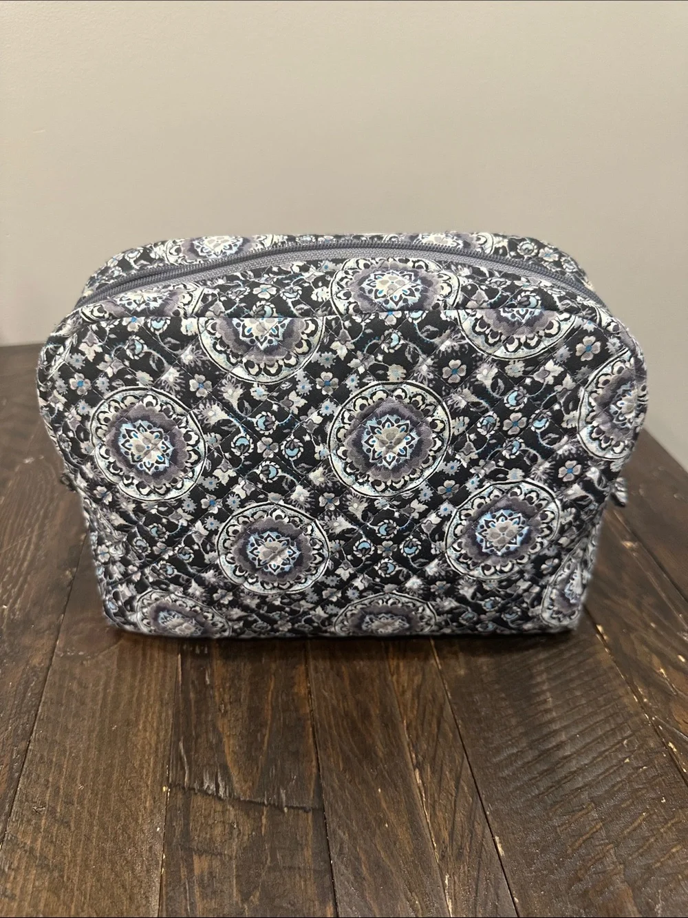 Vera Bradley Quilted Medallion Cosmetic Pouch - Gray Blue Floral